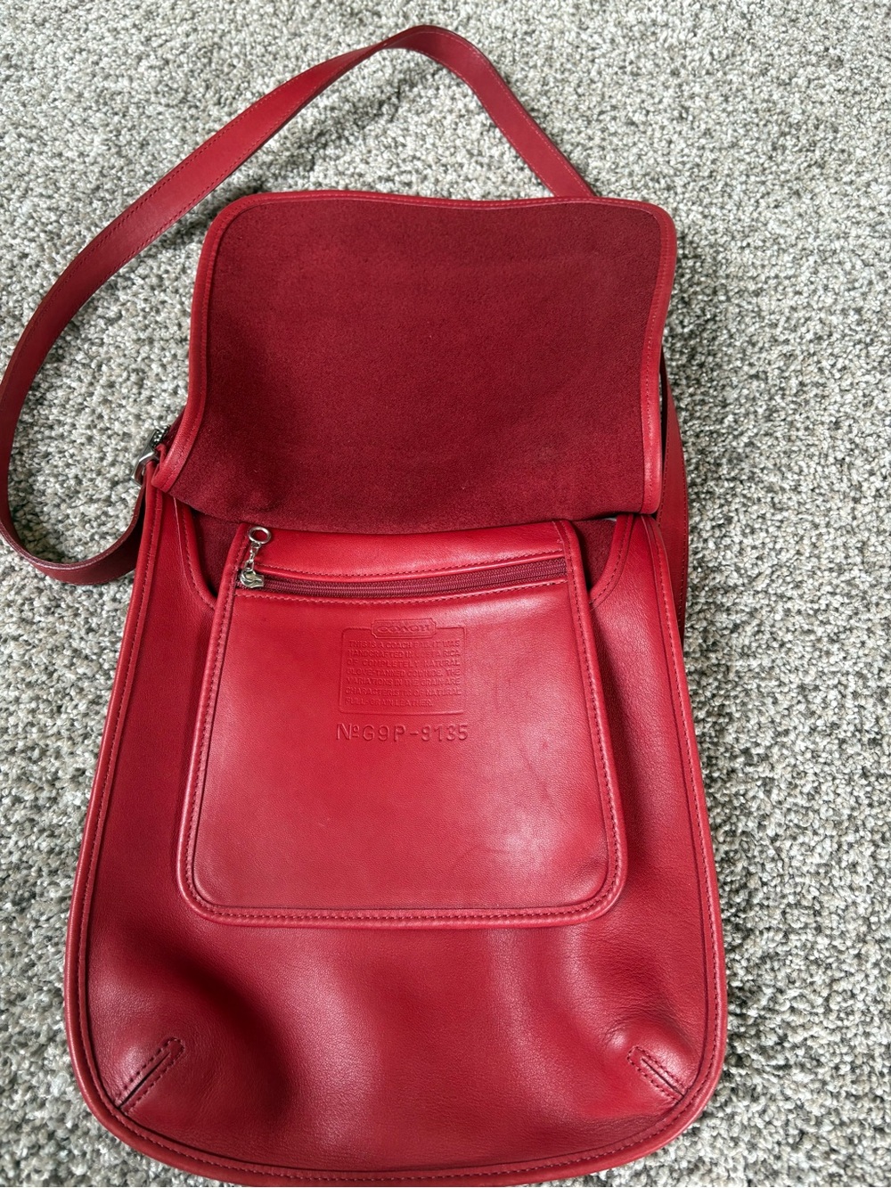 Vintage Coach Red Leather Flap Bag 9135 - Picture 6 of 7